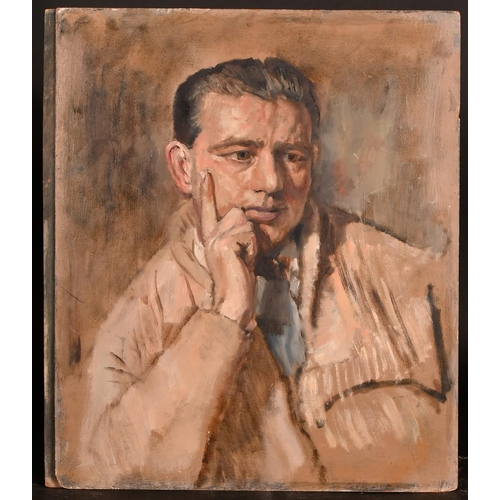 430 - George Weissbort (1928-2013), a collection of four unframed oil on board portraits of male figures, ... 