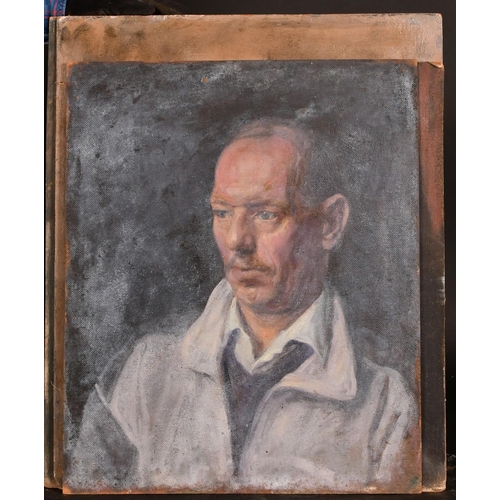 430 - George Weissbort (1928-2013), a collection of four unframed oil on board portraits of male figures, ... 