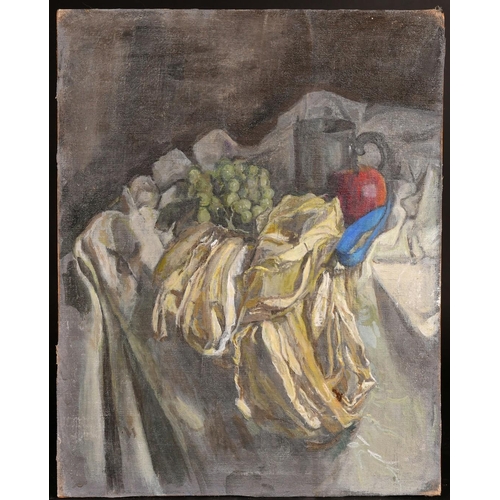 435 - George Weissbort (1928-2013), a still life of fruit and a pewter tankard, oil on canvas laid down, 1... 