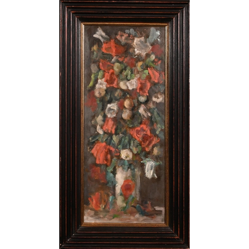 452 - George Weissbort (1928-2013), a tall still life of mixed flowers and foliage, oil on board, signed, ... 