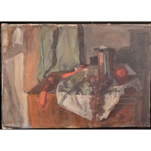 455 - George Weissbort (1928-2013), a still life of fruit and a jug oil on board, 15