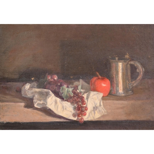 467 - George Weissbort (1928-2013), a still life study of a pewter tankard and other objects on a tabletop... 