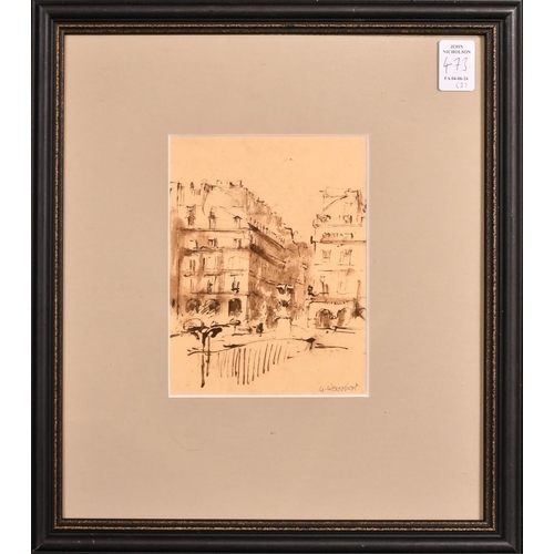 473 - George Weissbort (1928-2013), 'Bridge over the Seine', ink and wash, signed, 5