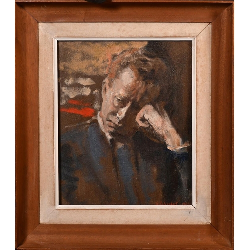 477 - George Weissbort (1928-2013), 'Thought', a head study of a gentleman, oil on board, 10