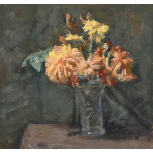 479 - George Weissbort (1928-2013), a still life of flowers in a glass vase, oil on board, 11