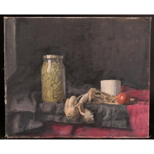 486 - George Weissbort (1928-2013), a still life of grapes and a pewter tankard, oil on canvas laid down, ... 