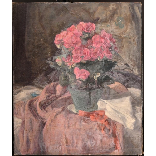 494 - George Weissbort (1928-2013), a still life of roses in a cut glass vase, oil on canvas laid down, 21... 