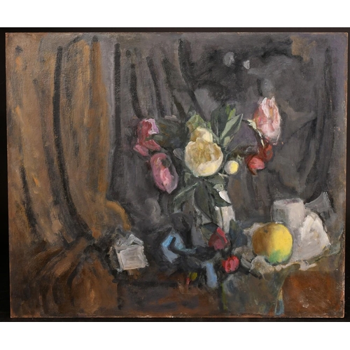 501 - George Weissbort (1928-2013), a still life of colourful flowers, oil on board, 17.75