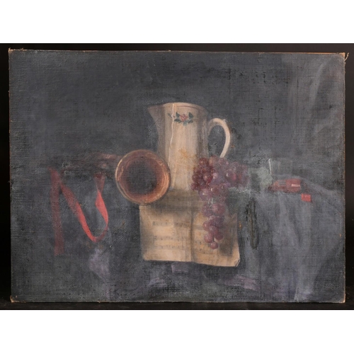 508 - George Weissbort (1928-2013), a still life study of a bugle and white jug, oil on canvas laid down, ... 