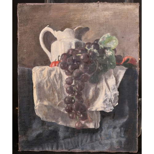 515 - George Weissbort (1928-2013), a still life of a white jug and grapes, oil on canvas laid down, 10.5