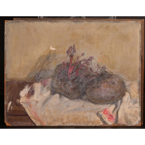 517 - George Weissbort (1928-2013), a group of four unframed oil studies of still life subjects, each arou... 