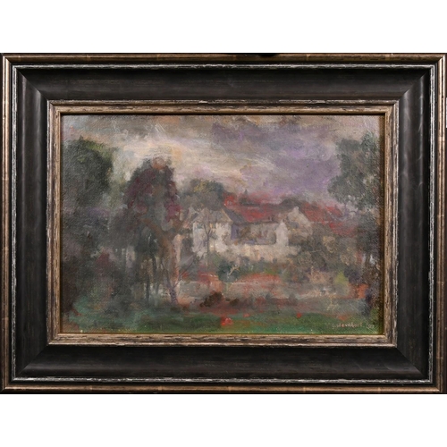 522 - George Weissbort (1928-2013), two framed landscape views, oil on board, each 9.5