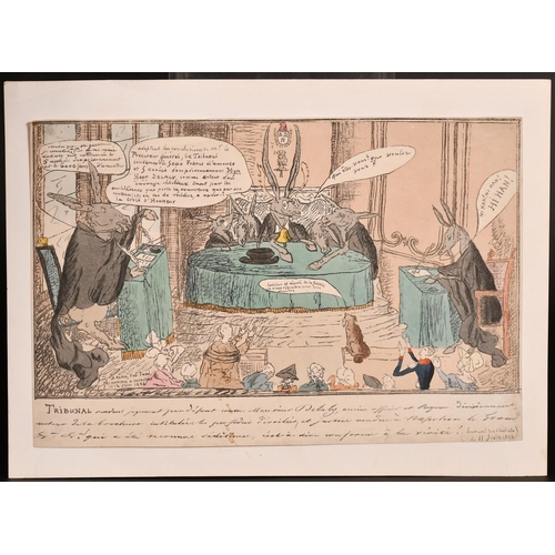 60 - John Doyle, 19th Century, 'Dispersion of the Thimble-Rig', lithograph and two further political cart... 