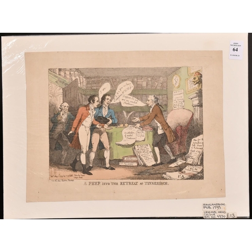 64 - Thomas Rowlandson (1756-1827), 'A Peep into the Retreat at Tinnehinch', hand coloured engraving, pla... 