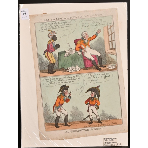 66 - Thomas Rowlandson (1756-1827), 'All for Love or a Scene at Weymouth', An Unexpected Meeting', hand c... 