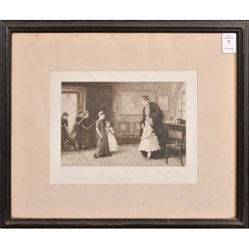 7 - Gaujean after Frederick Walker, two etchings with children, each around 5.25