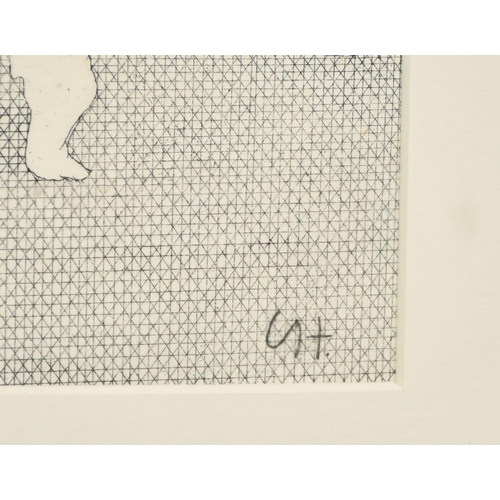 71 - David Hockney (b. 1937), 'Home (1969)', etching, Goldmark Gallery label verso, 17.75