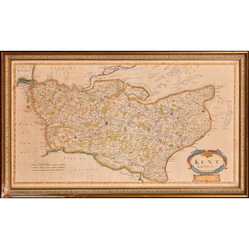 75 - Robert Morden,  a map of Kent, Circa 1700, hand coloured, 14.5