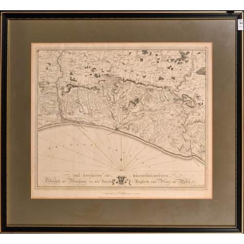 76 - After Thomas Yeakell, 'The Environs of Brighthelmstone', engraved map, circa 1800, 17