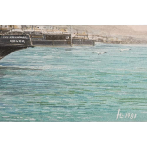 82 - H. J. Lackner, Circa 1981, 'Dover Harbour, Circa 1900', gouache, signed with monogram and dated 1981... 