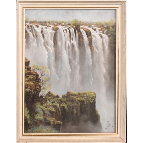 89 - Joan Jocelyn (20th Century) Zimbabwe, a scene of Victoria Falls, pastel, signed, 20