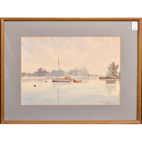 94 - Charles Mayes Wigg (1889-1969),  a pair of watercolour scenes of boats on the Broads, each signed an... 