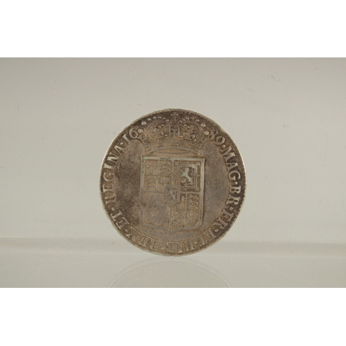 39 - A WILLIAM AND MARY HALF CROWN 1689 PRIMO V F.