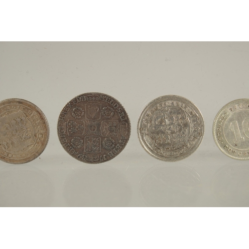 43 - A VICTORIA SIXPENCE 1893, UNC, A GEORGE III SIXPENCE, 1817, A GEORGE III SIXPENCE, 1820 A GEORGE II ... 