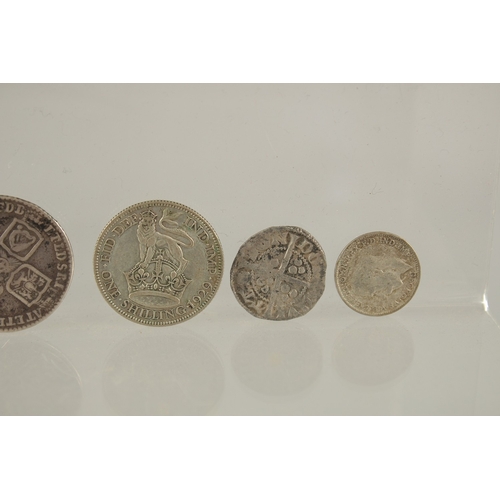 44 - GEORGE V THREE SILVER PENNIES 1917 - 1920 EDWARD 1272 - 1307 PENNY, GEORGE II SIXPENCE 1757, GEORGE ... 