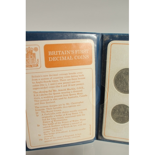 59 - BRITAIN'S FIRST DECIMAL COIN SET AND SUNDRY COINS.