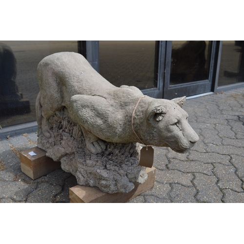 1 - A good pair of reconstituted stone models of prowling lions.