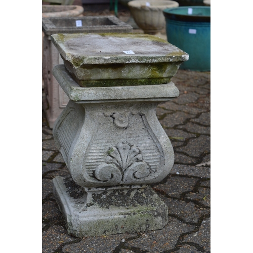 17 - A pair of classical style reconstituted stone pedestals (faults).