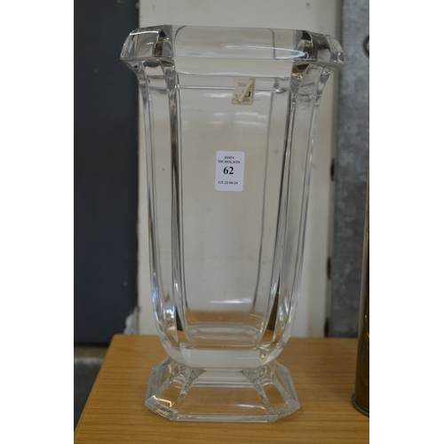 62 - A large cut glass vase.