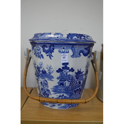 65 - A Masons blue and white slop pail.