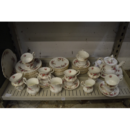 87 - A large quantity of Royal Albert Lavender Rose tea ware with plates etc.