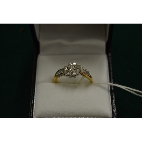 994 - A gold and cubic zirconia ring, size S.