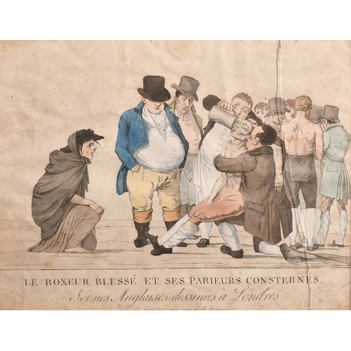 100 - Alphonse Roehn, Early 19th Century, 'Le Boxeur Blesse et Ses Parieurs Consternes', hand coloured eng... 