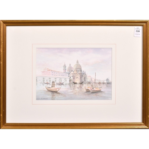 110 - B. Carniel (20th Century), view of boats on the Grand Canal, Venice, watercolour, signed, 6.5