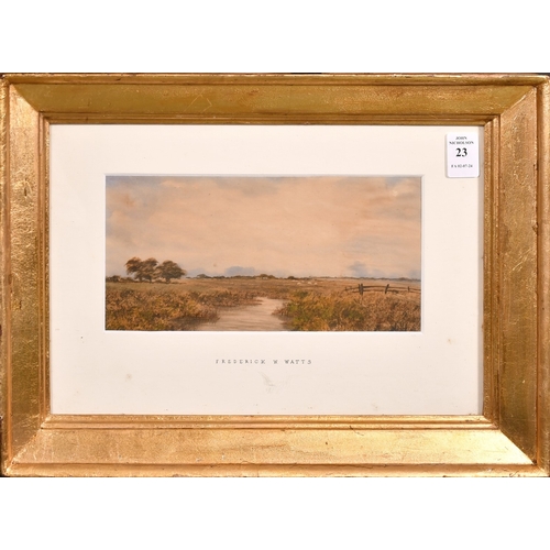 23 - Circle of Frederick W. Watts, stream in an open landscape, indistinctly signed, 4.25
