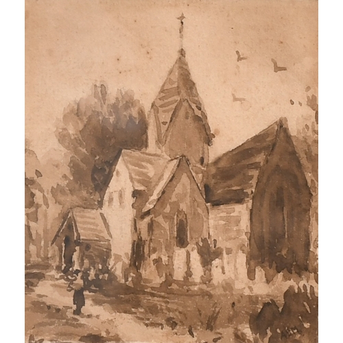 29 - A.C.M., 19th Century English School, 'Sompting Church', watercolour, 3.75
