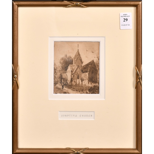 29 - A.C.M., 19th Century English School, 'Sompting Church', watercolour, 3.75