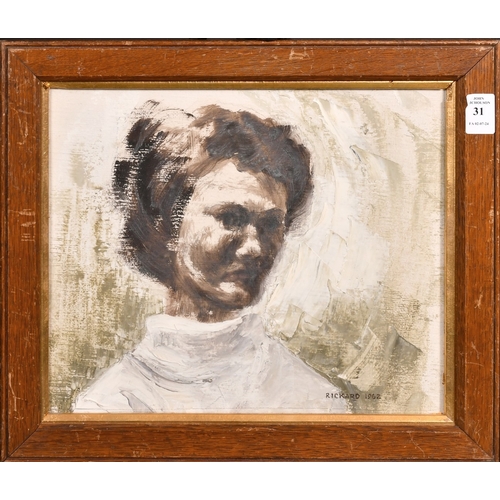 31 - Stanley Rickard (1928-2022) - Mixed media - Shoulder-length portrait of a woman, signed and dated 19... 