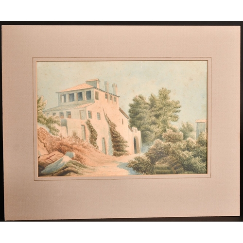 34 - 19th Century English School - Watercolour - Rural scene with white painted Italian house, 8ins x 12i... 