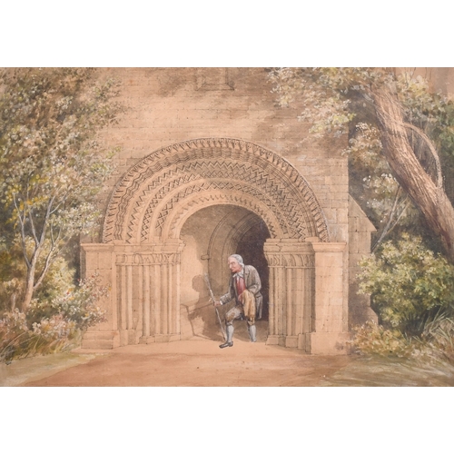 42 - John Buckler (1770-1851) - Watercolour - North porch St Mary Magdalene Castle Ashby, Northamptonshir... 