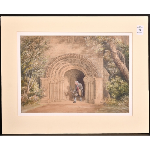 42 - John Buckler (1770-1851) - Watercolour - North porch St Mary Magdalene Castle Ashby, Northamptonshir... 