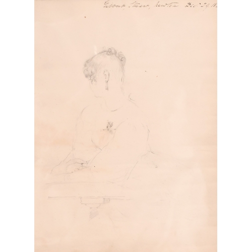 43 - Gilbert Stuart Newton (1794-1835) - Pencil drawing - Study of a seated young woman, her head turned ... 