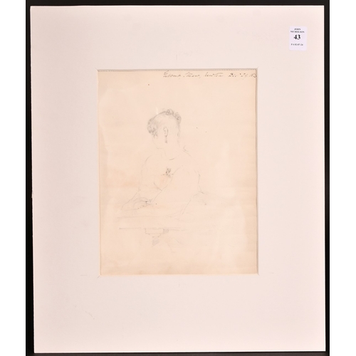 43 - Gilbert Stuart Newton (1794-1835) - Pencil drawing - Study of a seated young woman, her head turned ... 