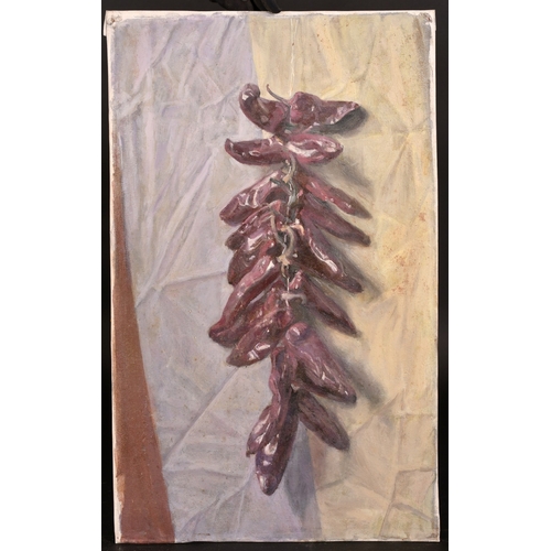 472 - Georges Weissbort (1928-2013), a still life or drying chillis, oil on canvas laid down, 24