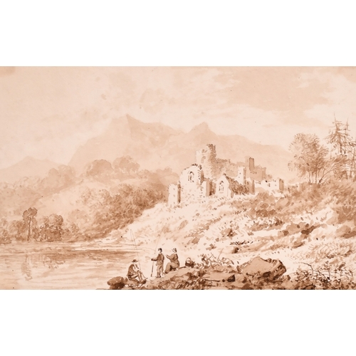 48 - John Laporte (1761-1839) - Pen, ink and wash - Conwy Castle, indistinctly signed and dated 1799, 3.7... 