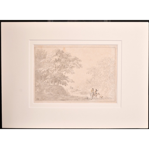 59 - Attributed to Anthony Thomas Devis (1729- 1816/7) - Ink and wash - Travellers on ponies passing into... 